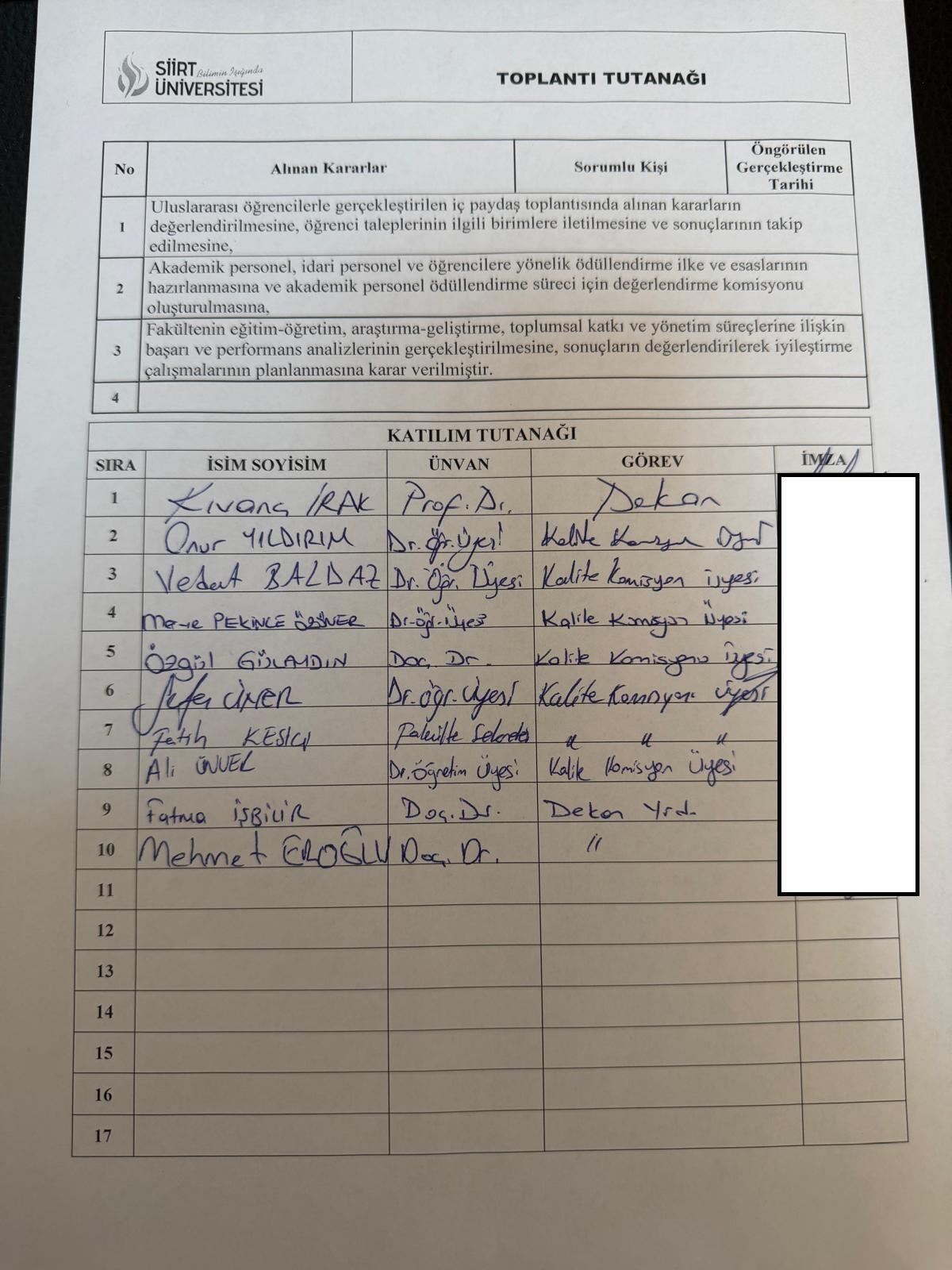 Veteriner Fakültesinde Kalite ve Sürekli İyileştirme Toplantısı Gerçekleştirildi